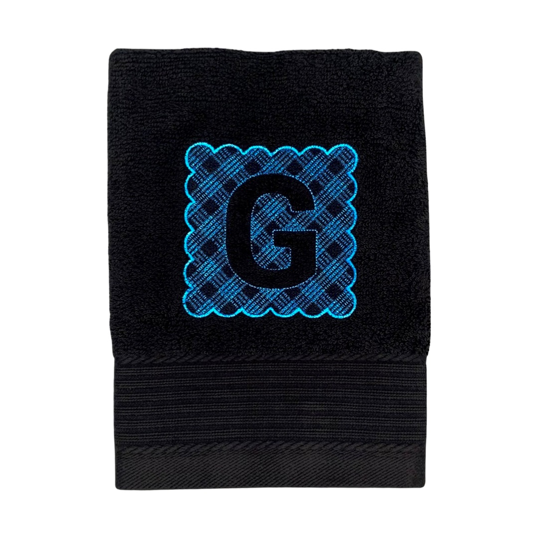 Guest Towel - Plaid Monogram