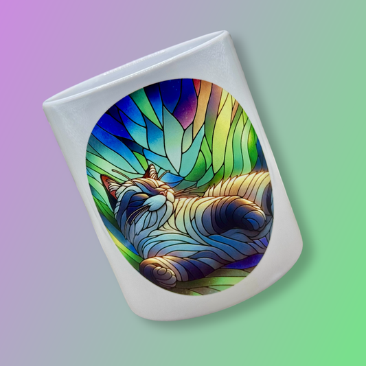 Planter Pot - Stained Glass Cat