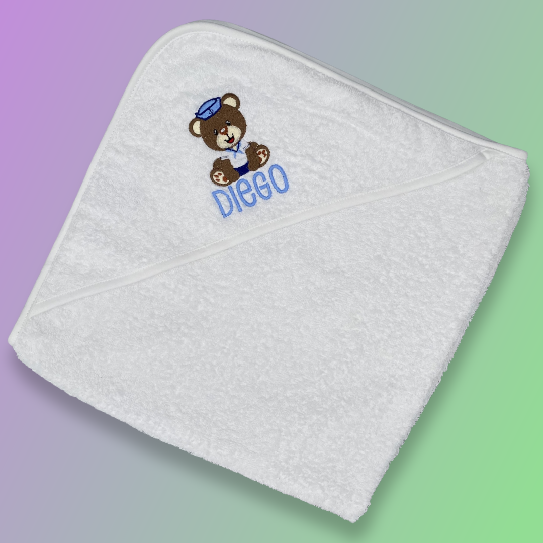 Hooded Towel - Sailor Bear Name