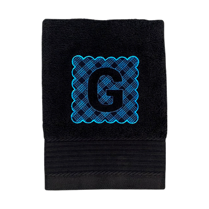 Guest Towel - Plaid Monogram