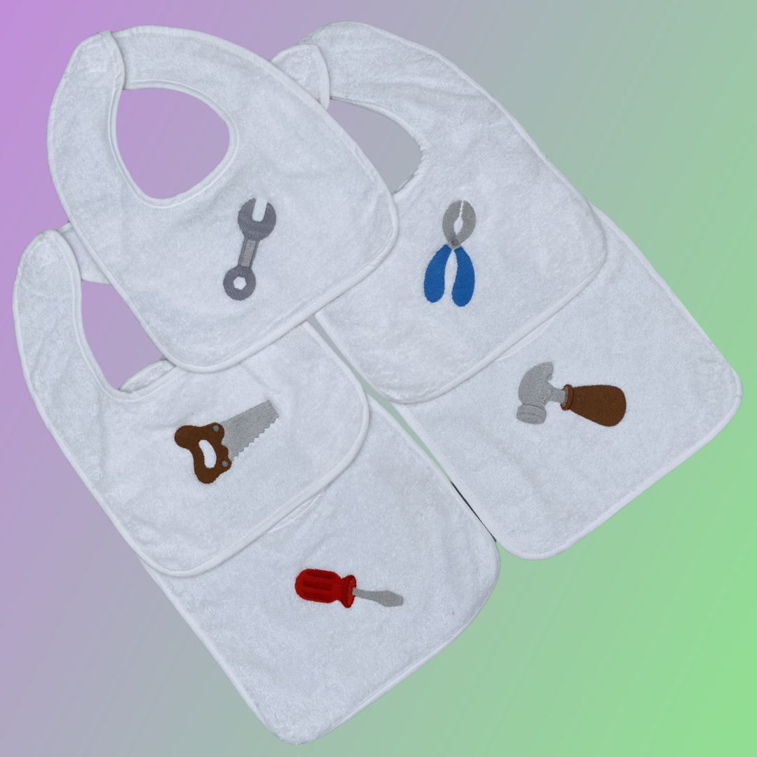 Baby Bibs - Set of 5 - Tools