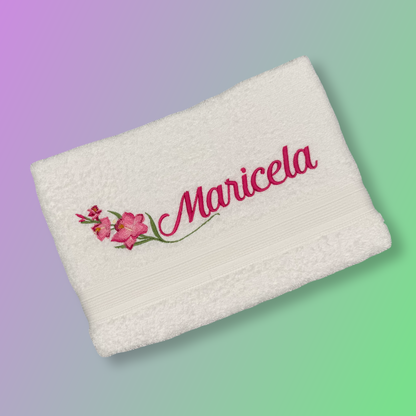 Hand Towel - Gladiola with Name