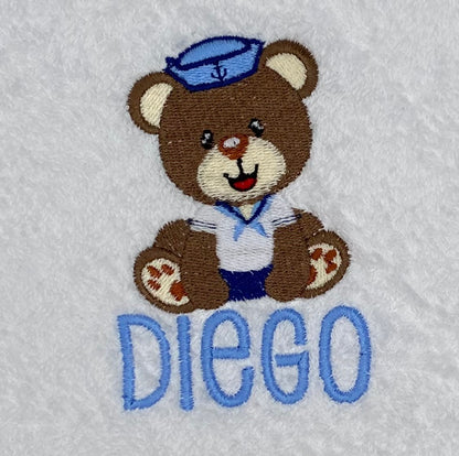 Hooded Towel - Sailor Bear Name